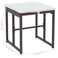 vidaXL 5 pcs conjunto de jantar para exterior aço e vime PE castanho