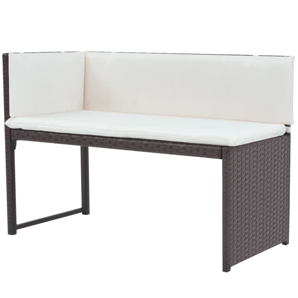 vidaXL 5 pcs conjunto de jantar para exterior aço e vime PE castanho