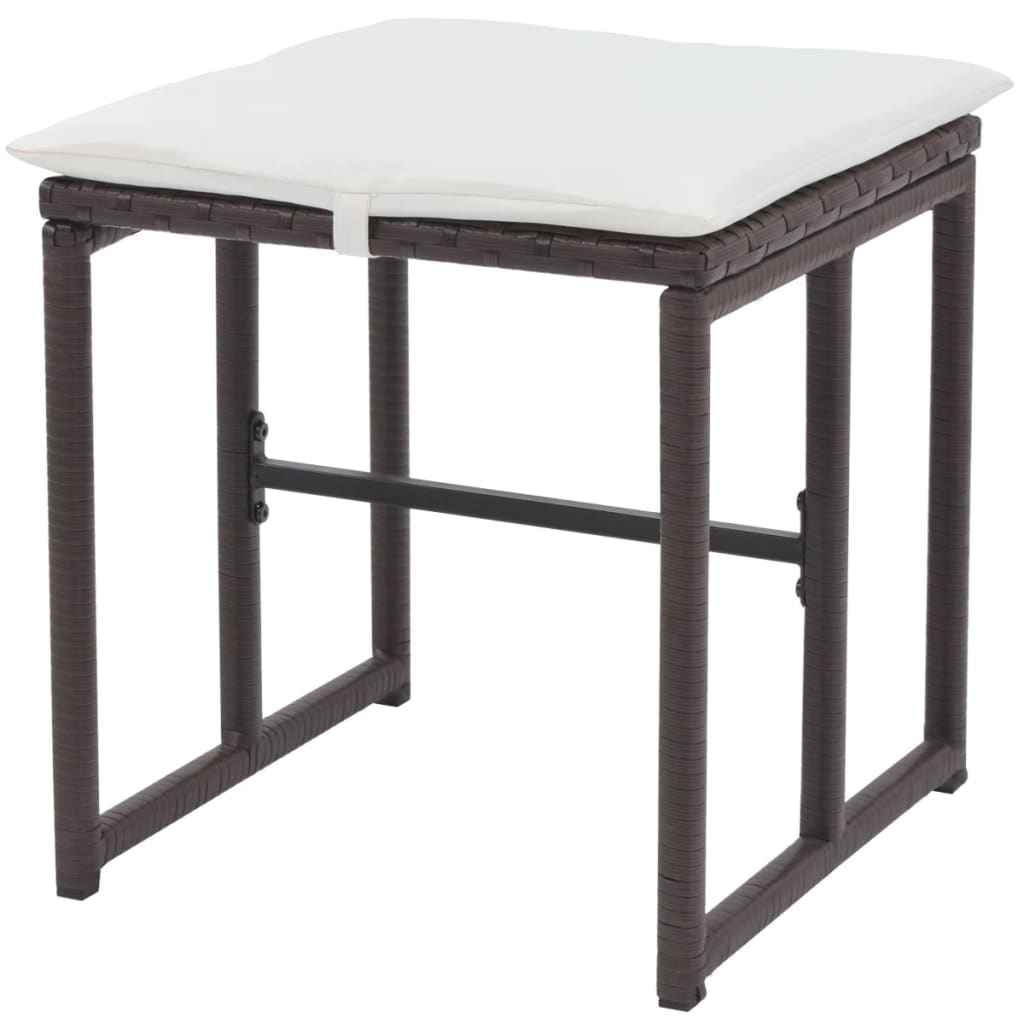 vidaXL 5 pcs conjunto de jantar para exterior aço e vime PE castanho