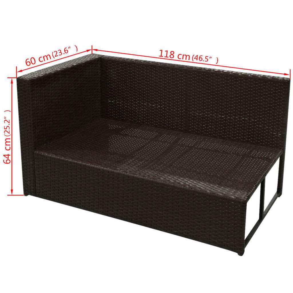 vidaXL 8 pcs conjunto lounge jardim c/ almofadões vime PE castanho