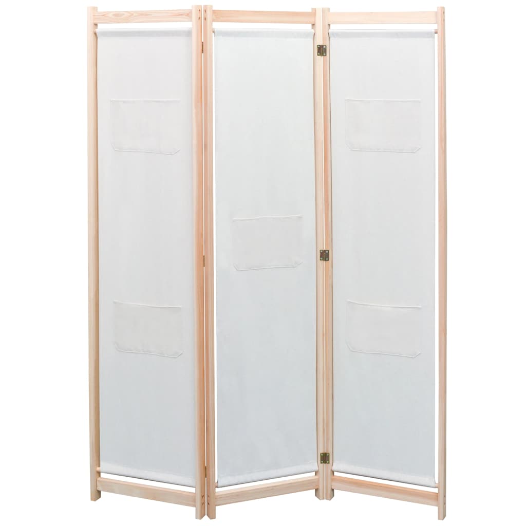 vidaXL Divisória de quarto com 5 painéis 200x170x4 cm tecido creme