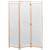 vidaXL Divisória de quarto com 5 painéis 200x170x4 cm tecido creme