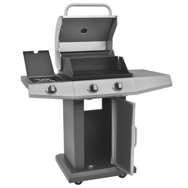 vidaXL Churrasco a Gás com roda Prateado Aço com Mangueira de Metal