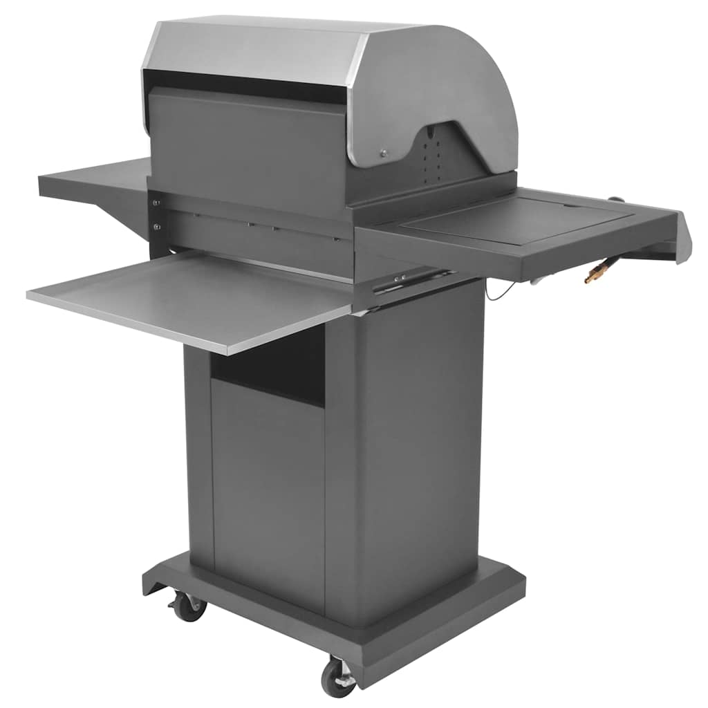 vidaXL Churrasco a Gás com roda Prateado Aço com Mangueira de Metal
