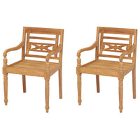 vidaXL Cadeiras Batávia c/ almofadões cinzento-escuro 2pcs teca maciça