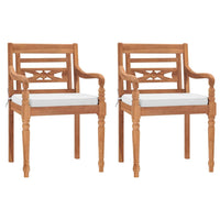vidaXL Cadeiras Batávia c/ almofadões cinzento-escuro 2pcs teca maciça