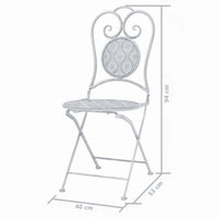 vidaXL 3 pcs conjunto bistrô em aço branco acinzentado