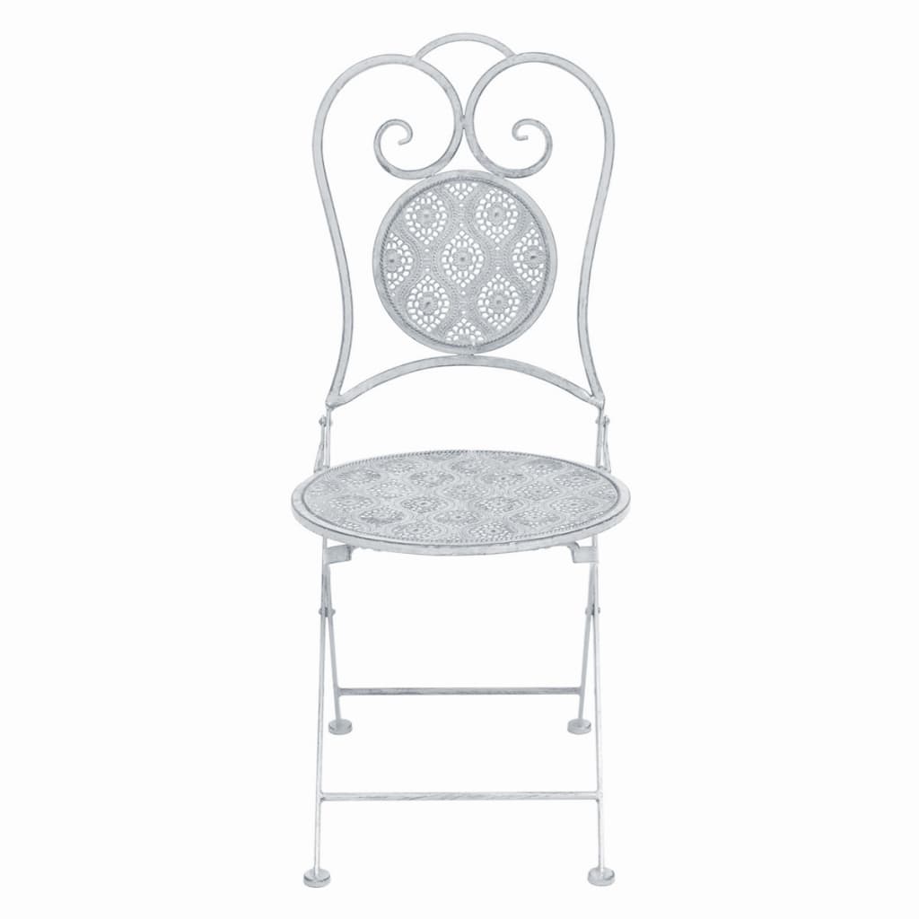 vidaXL 3 pcs conjunto bistrô em aço branco acinzentado