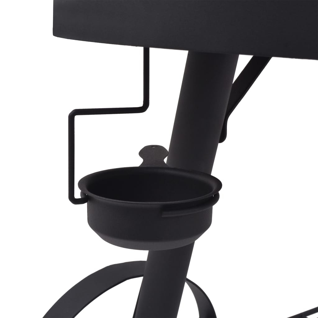 vidaXL Churrasqueira defumador carvão c/ prateleira inferior preta XXL