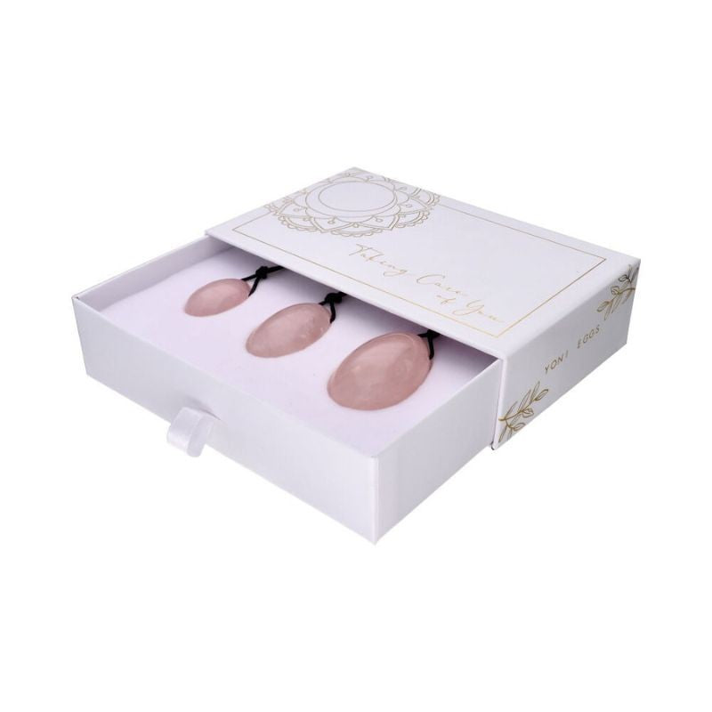 Conjunto de Yoni Eggs de Quartzo Rosa