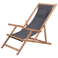 vidaXL Cadeira de praia dobrável madeira eucalipto maciça/tecido creme