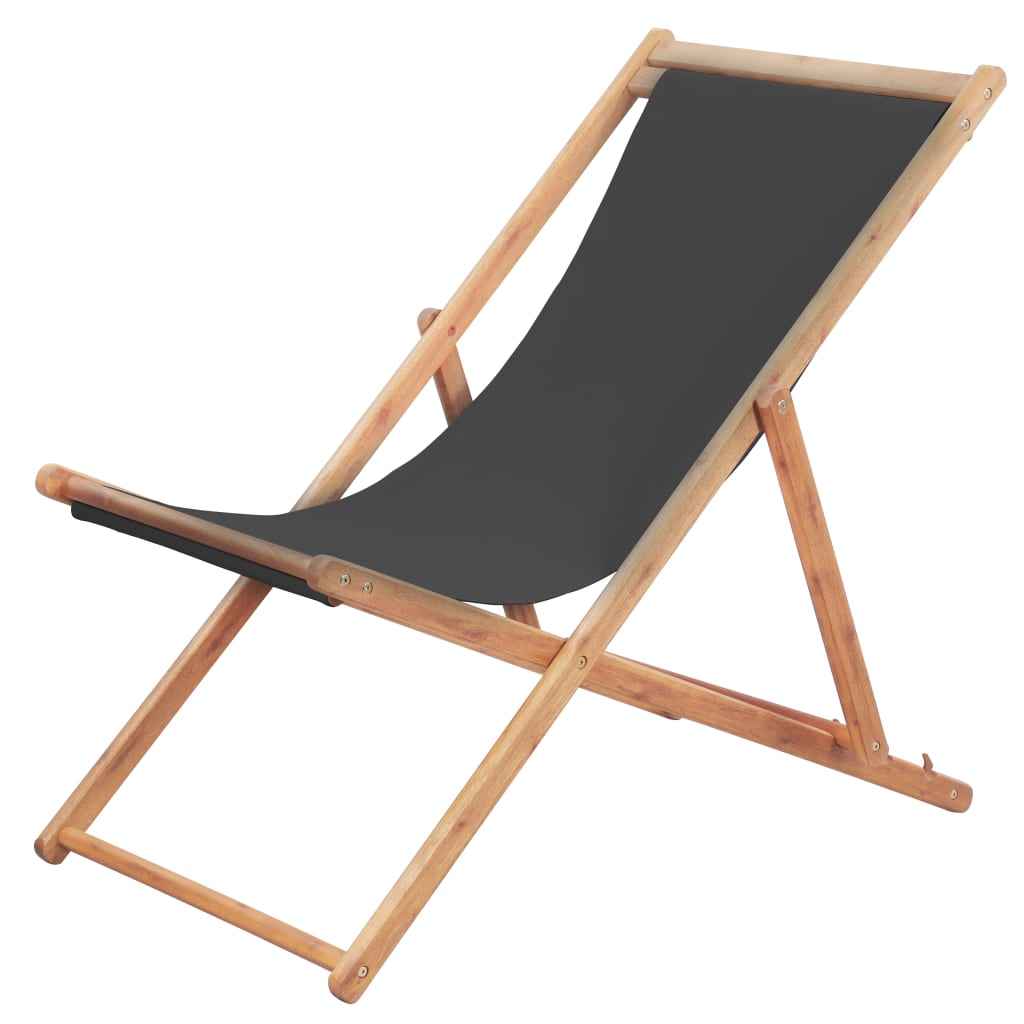 vidaXL Cadeira praia dobrável madeira de eucalipto/tecido branco nata