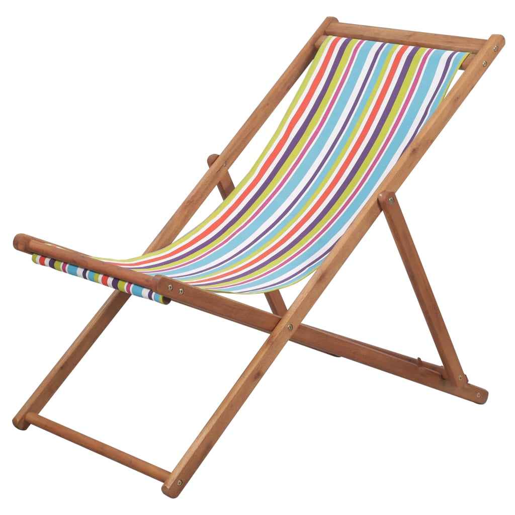vidaXL Cadeira praia dobrável madeira de eucalipto/tecido branco nata