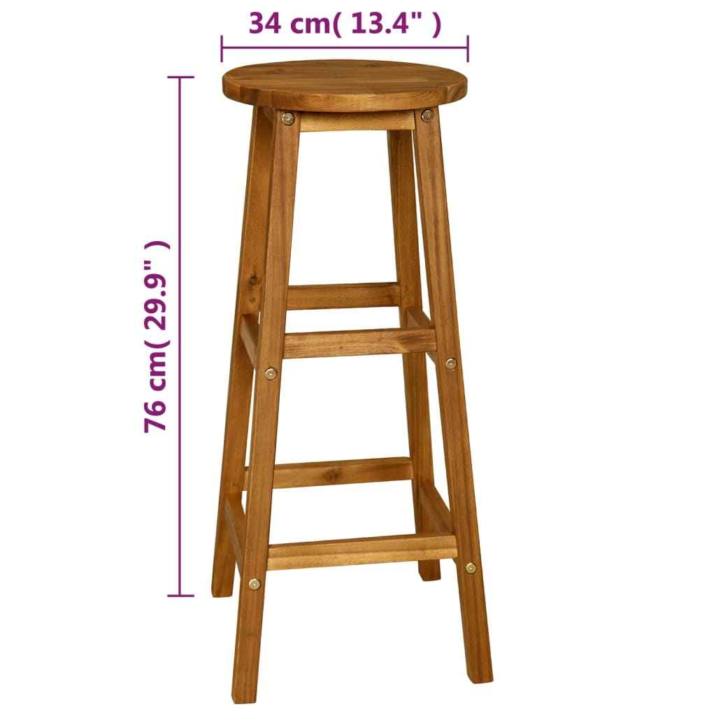 vidaXL Conjunto de bar 3 pcs madeira de acácia maciça
