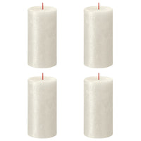 Bolsius Velas rústicas cilíndricas Shimmer 4 pcs 130x68 mm marfim
