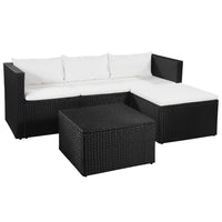 vidaXL 3 pcs conjunto lounge para jardim vime PE preto e branco