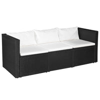 vidaXL 3 pcs conjunto lounge para jardim vime PE preto e branco