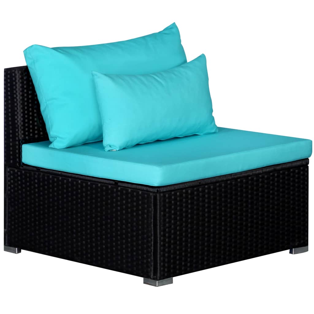 vidaXL Conjunto lounge de jardim c/ almofadões 9 pcs vime PE azul