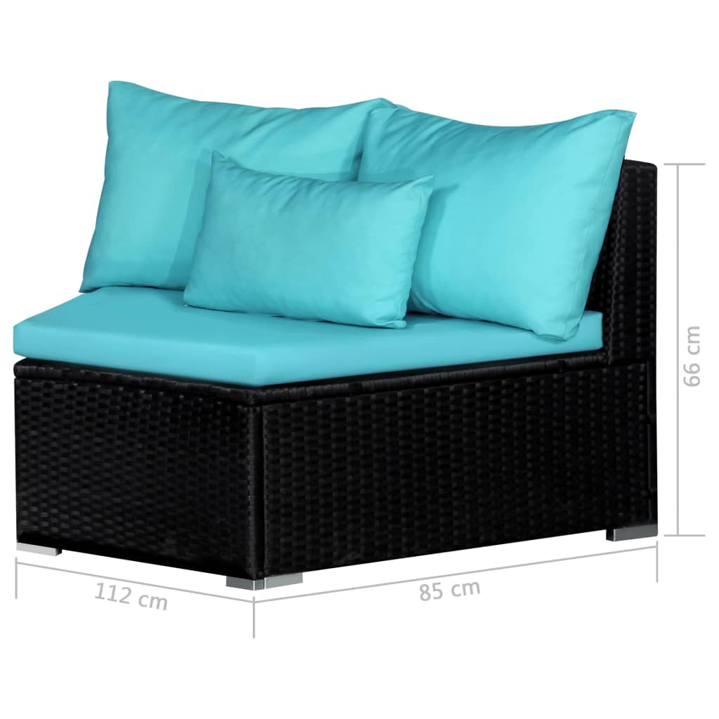 vidaXL Conjunto lounge de jardim c/ almofadões 9 pcs vime PE azul