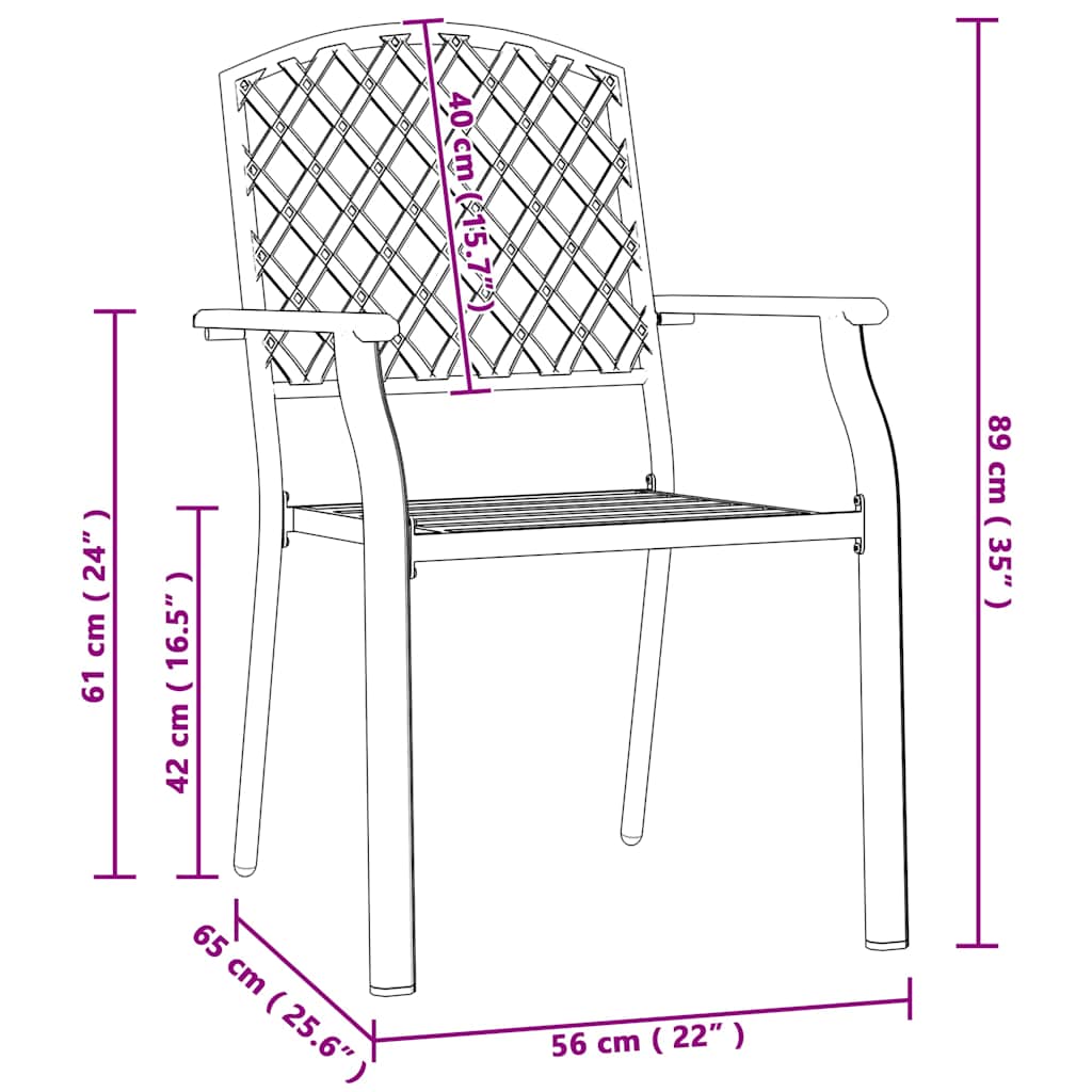 vidaXL Cadeira de Jardim 2 pcs Antracite 56 x 65 x 89 cm Aço