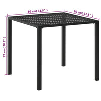 vidaXL Mesa de jardim 80x80x72 cm aço preto