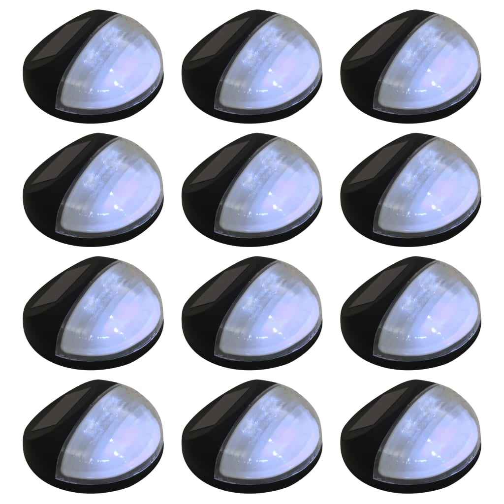 vidaXL Candeeiro de parede solar LED de exterior 24 pcs preto redondo