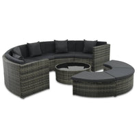 vidaXL 7 pcs conjunto lounge de jardim c/ almofadões vime PE cinzento