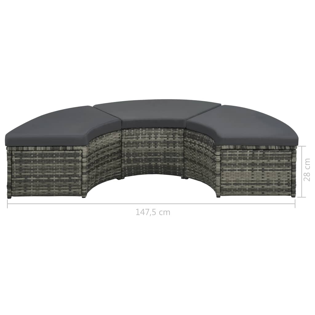 vidaXL 7 pcs conjunto lounge de jardim c/ almofadões vime PE cinzento