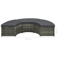 vidaXL 7 pcs conjunto lounge de jardim c/ almofadões vime PE cinzento