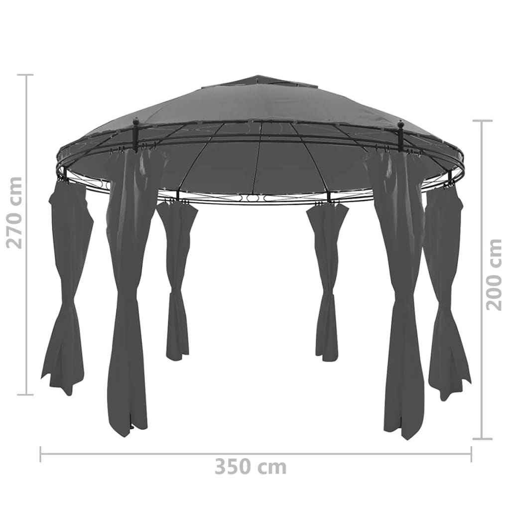 vidaXL Gazebo com cortinas redondo 3,5x2,7 m antracite