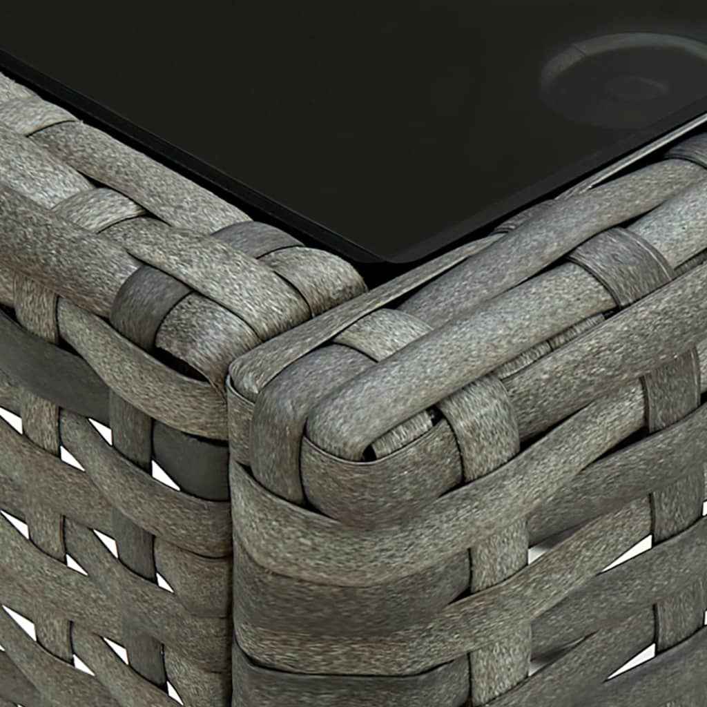 vidaXL 3 pcs conjunto bistrô com almofadões vime PE cinzento