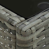 vidaXL 3 pcs conjunto bistrô com almofadões vime PE cinzento