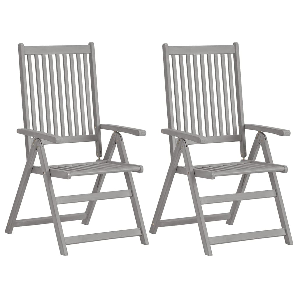 vidaXL Cadeiras jardim reclináveis 4 pcs madeira acácia maciça cinza