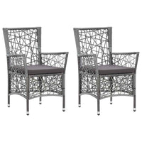vidaXL Cadeiras de exterior 2 pcs com almofadões vime PE cinzento
