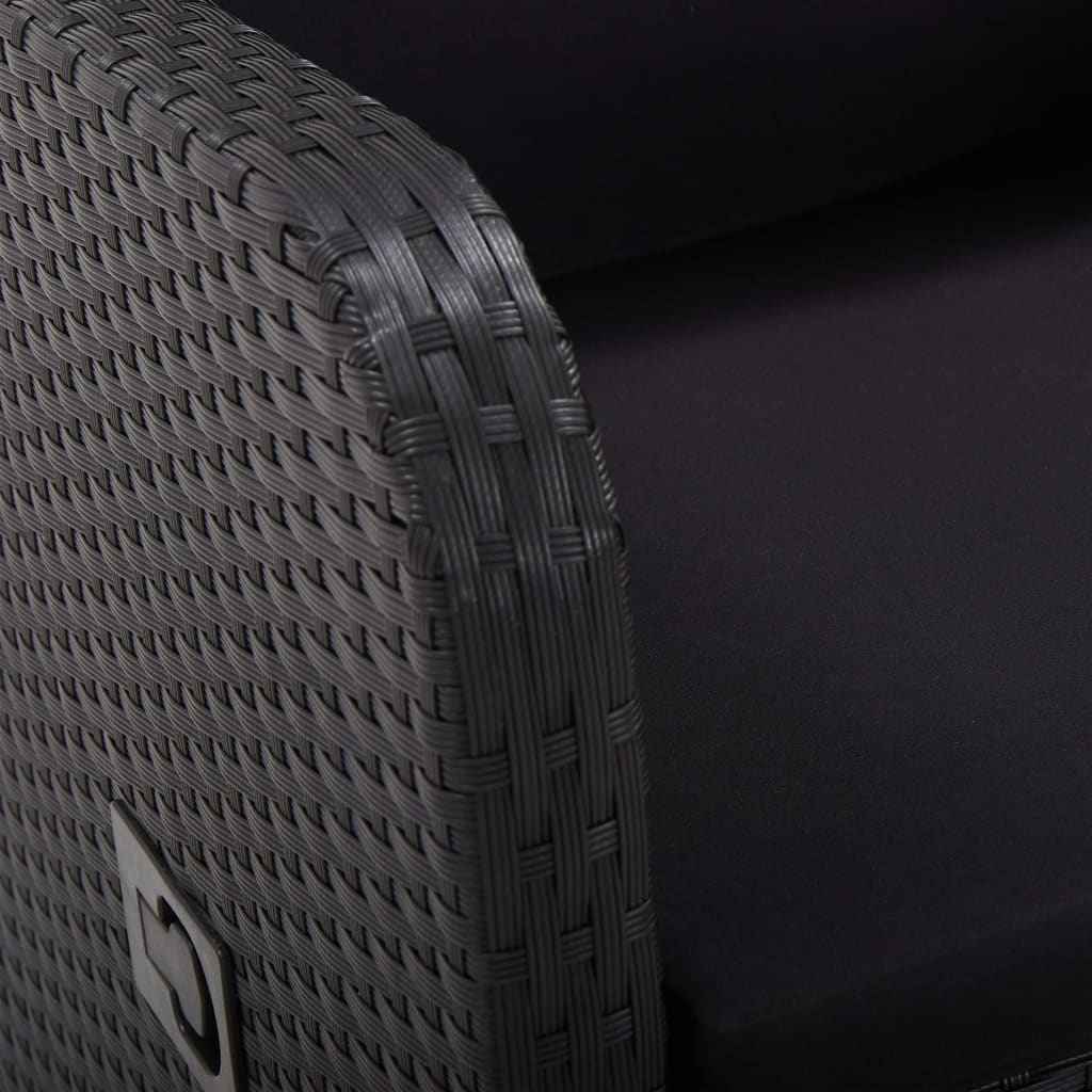 vidaXL 11 pcs conjunto jantar p/ exterior vime e madeira acácia preto