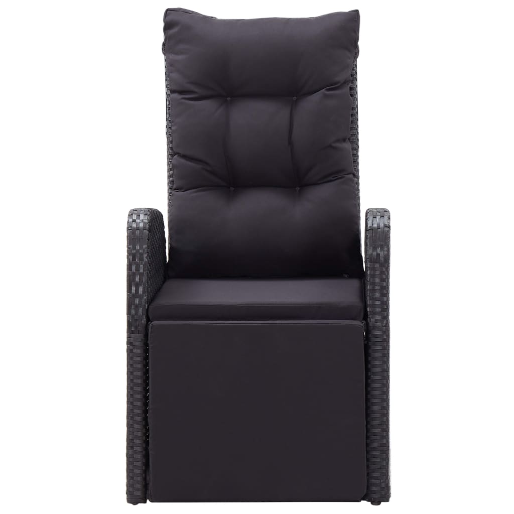 vidaXL 11 pcs conjunto jantar p/ exterior vime e madeira acácia preto