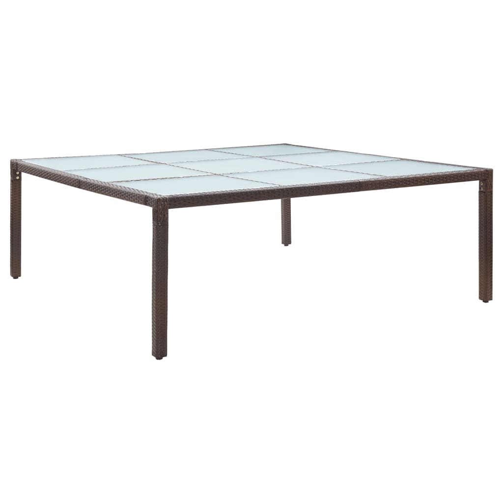 vidaXL Mesa de jantar para jardim 200x200x74 cm vime PE castanho