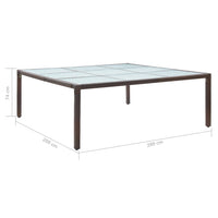 vidaXL Mesa de jantar para jardim 200x200x74 cm vime PE castanho