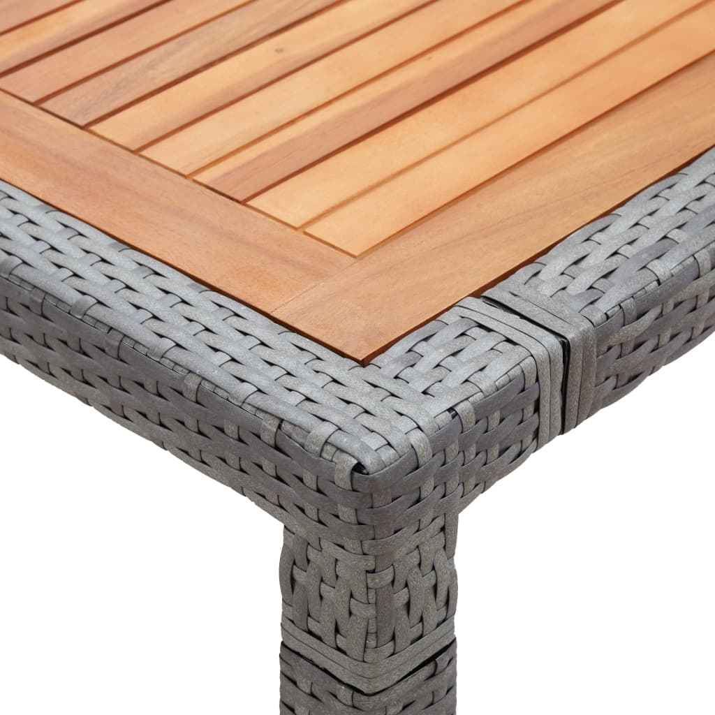 vidaXL Mesa de jardim 200x150x74 cm vime PE e madeira acácia cinzento