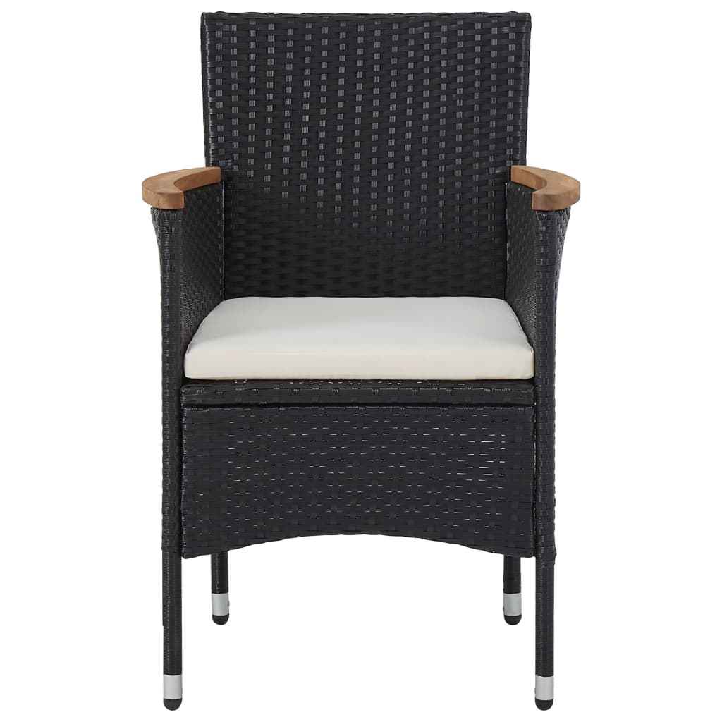 vidaXL 5 pcs conjunto jantar p/ exterior vime PE madeira acácia preto