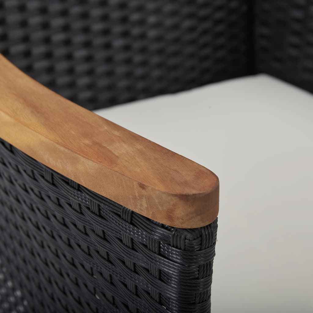 vidaXL 5 pcs conjunto jantar p/ exterior vime PE madeira acácia preto