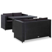 vidaXL 3 pcs conjunto lounge de jardim c/ almofadões vime PE preto