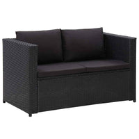 vidaXL 3 pcs conjunto lounge de jardim c/ almofadões vime PE preto