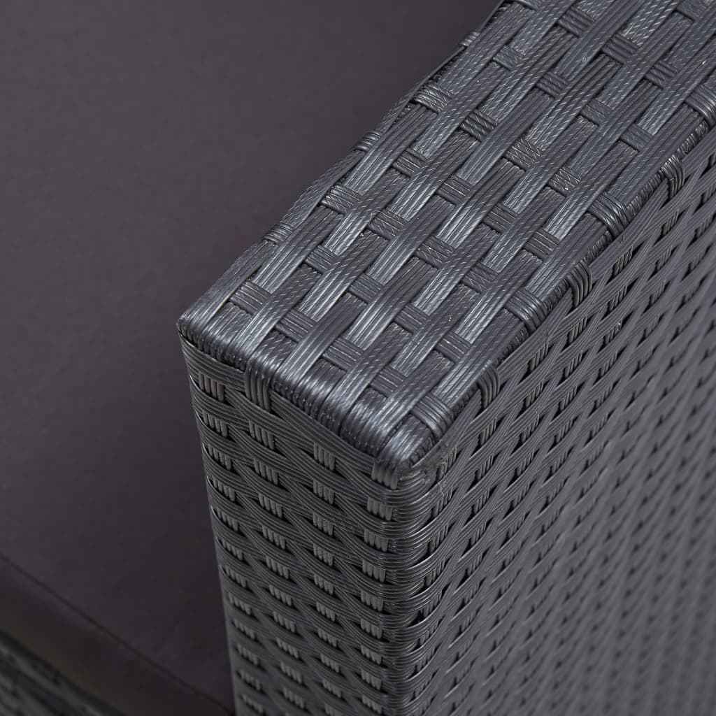 vidaXL 3 pcs conjunto lounge de jardim c/ almofadões vime PE preto