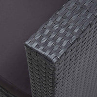 vidaXL 3 pcs conjunto lounge de jardim c/ almofadões vime PE preto