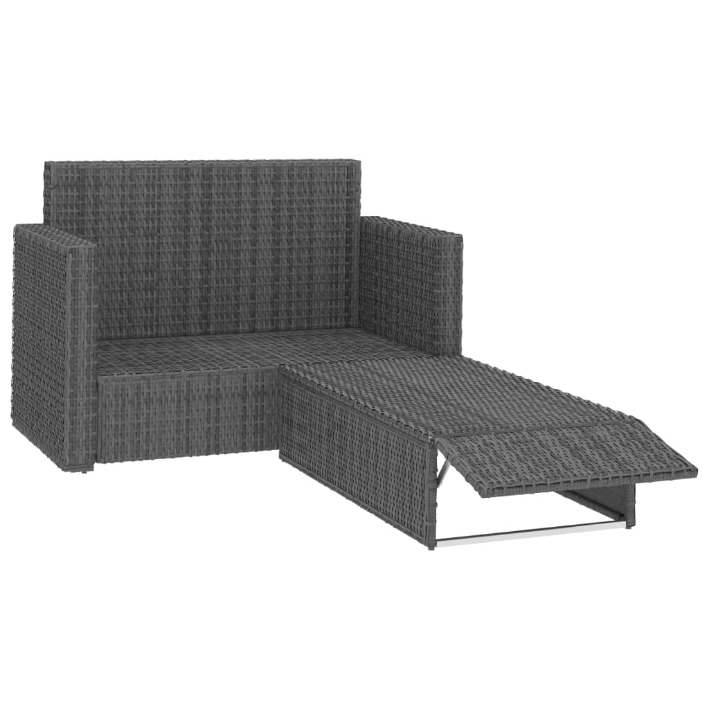 vidaXL 2 pcs conjunto lounge de jardim c/ almofadões vime PE cinzento