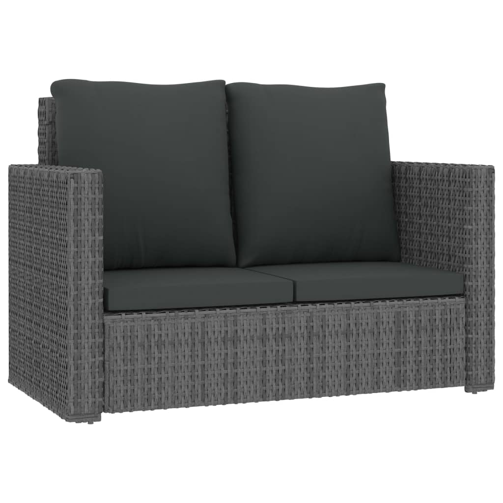 vidaXL 2 pcs conjunto lounge de jardim c/ almofadões vime PE cinzento