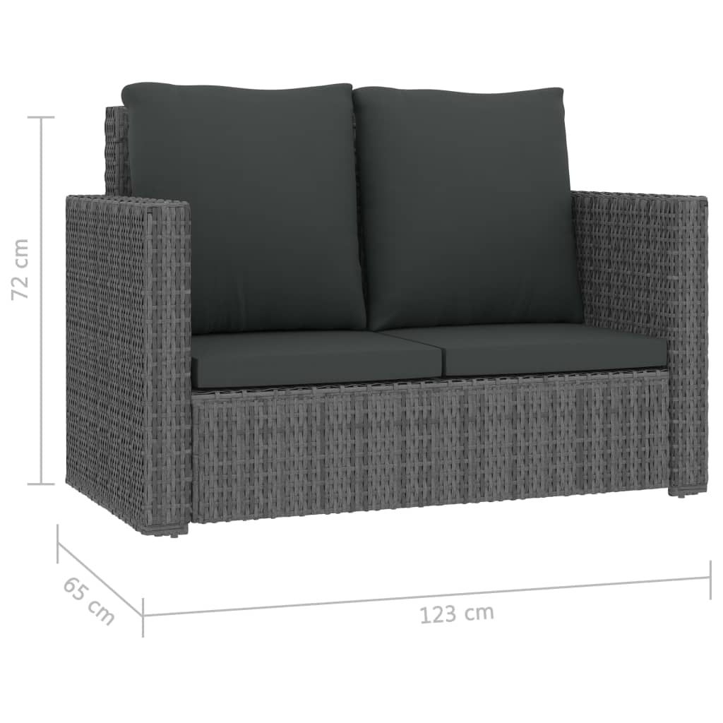 vidaXL 2 pcs conjunto lounge de jardim c/ almofadões vime PE cinzento