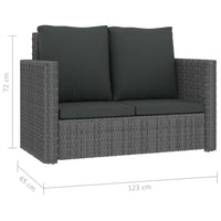 vidaXL 2 pcs conjunto lounge de jardim c/ almofadões vime PE cinzento