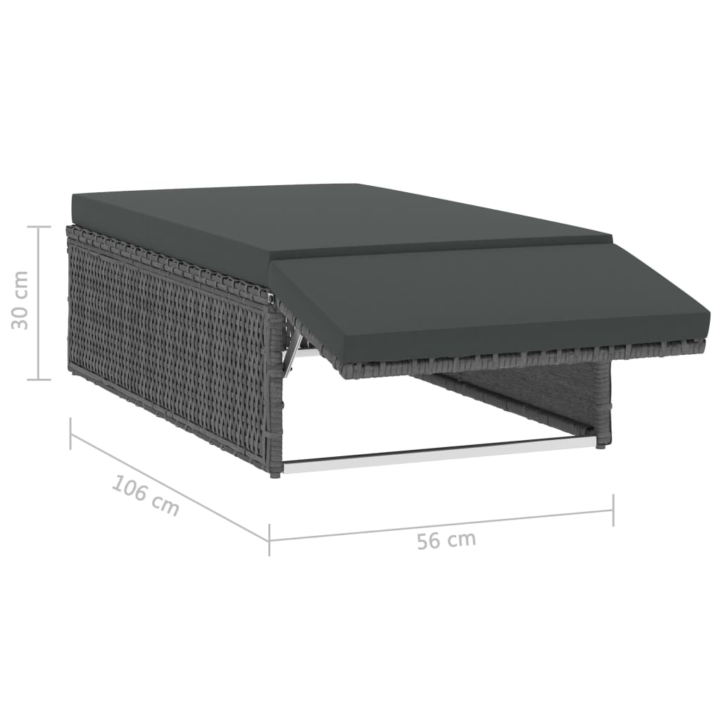 vidaXL 2 pcs conjunto lounge de jardim c/ almofadões vime PE cinzento